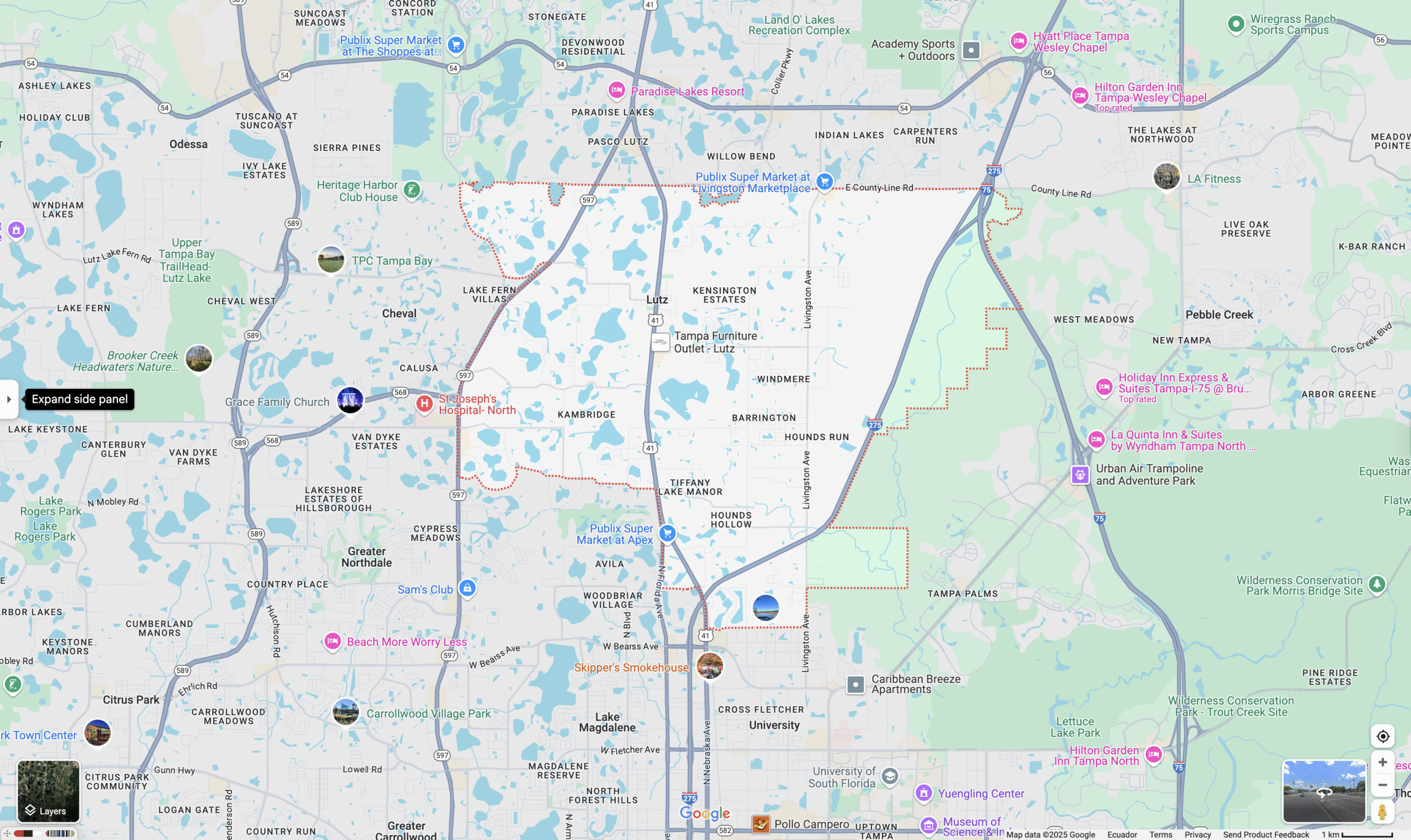 Map of Lutz, Florida, served by Brewer Law Firm, P.A. from Zephyrhills